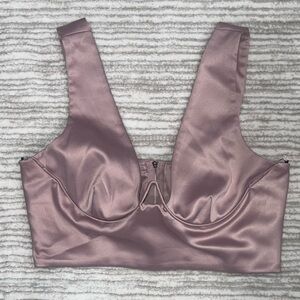 Pink Satin Crop Top